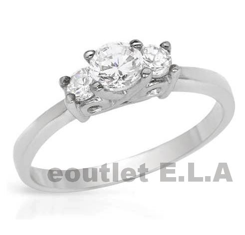 1ct CZ 3-stone ENGAGEMENT RING SOLID 925 SILVER-sz7.5